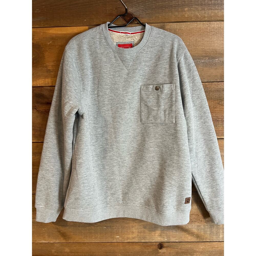 Coleman Sherpa Lined Shirt Long Sleeve Crew Grey Heather Sz Large Chest‎ Pocket